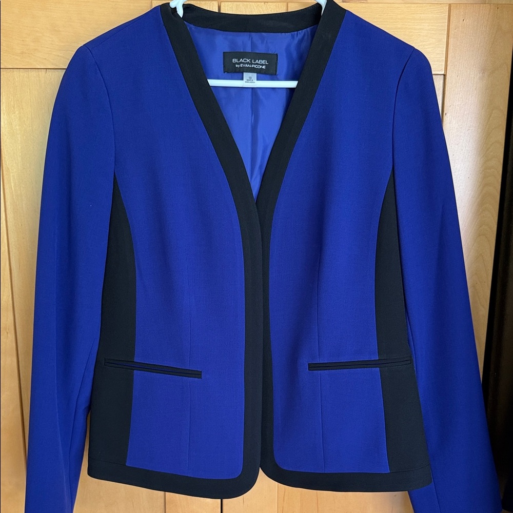 NWT Black Label by Evan-Picone Women's Regal Purple and Black Blazer